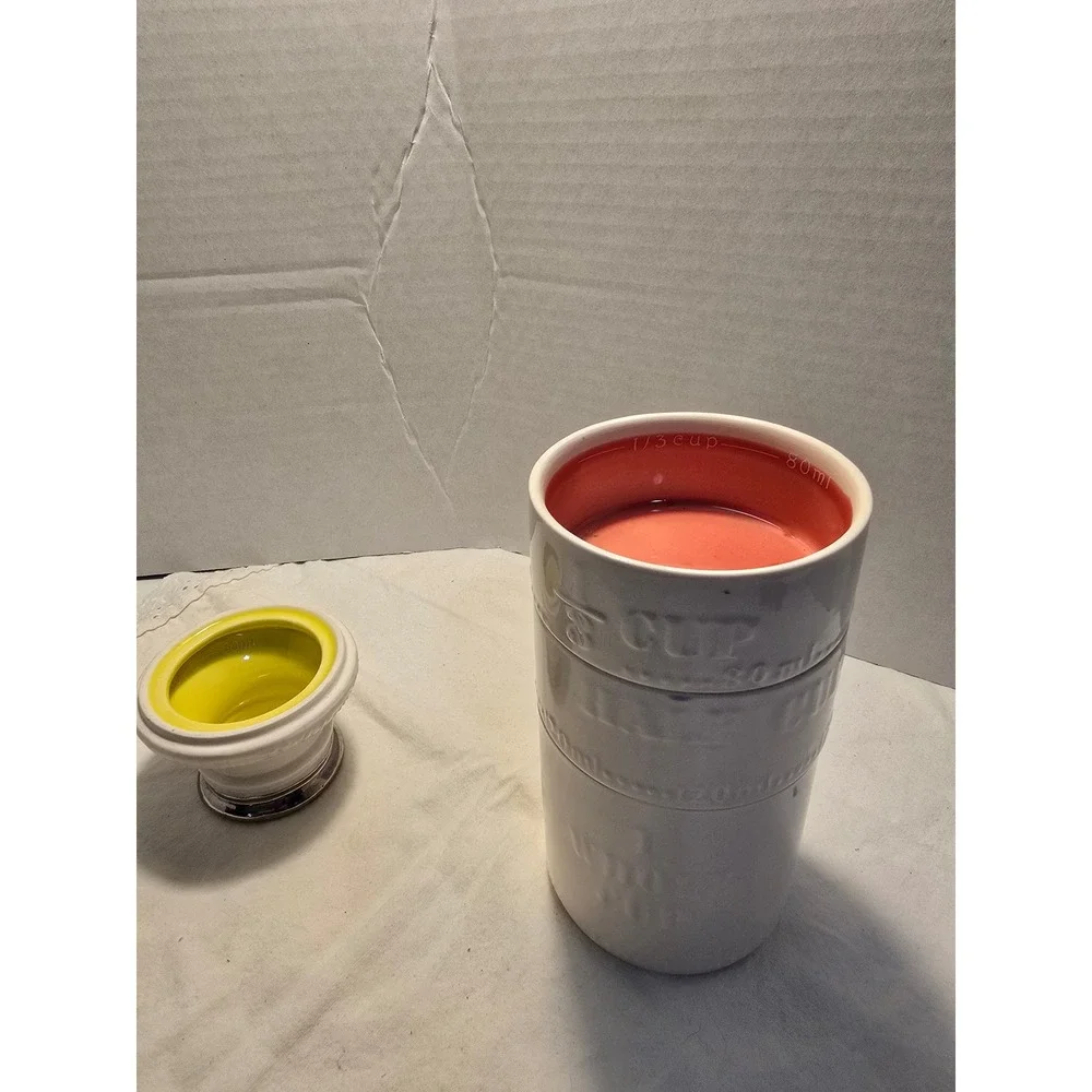 Alcott Ceramic Stackable Milk Bottle Measuring Cup Set White Multi Color 4 Piece